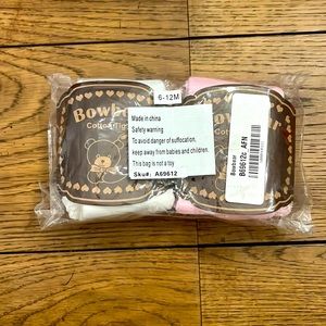 Bowbear cotton tights, Size 6-12 mo, White/Pink